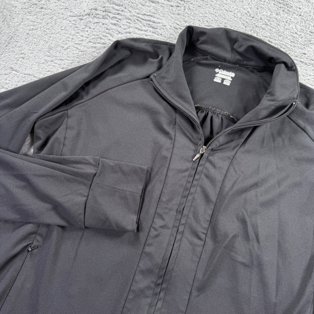 Columbia Full Zip Track Jacket Womens XL Black Omni Dry Mock Neck AL6846